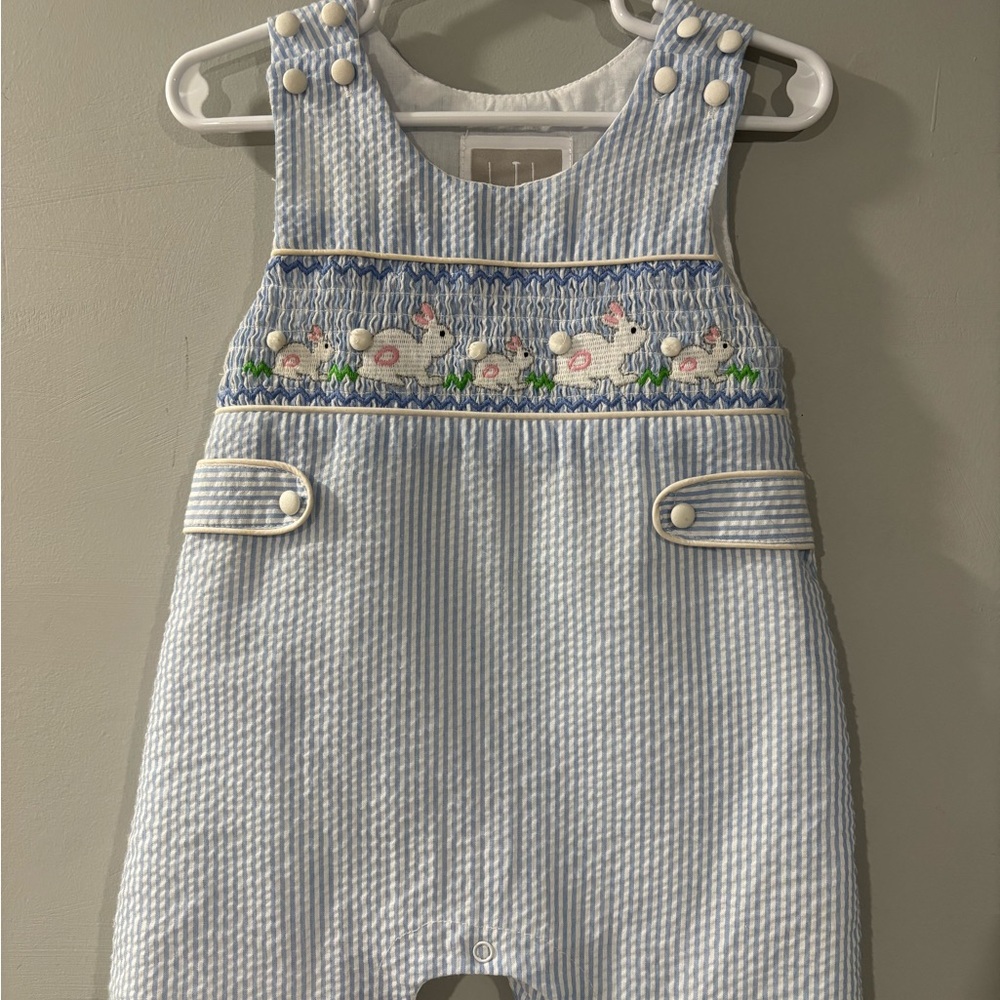 Adorable Blue Smocked Baby Boy Outfit